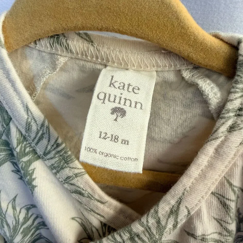 Kate Quinn Organic Cotton Agave Wrap Bodysuit 12-18M Green Cream
